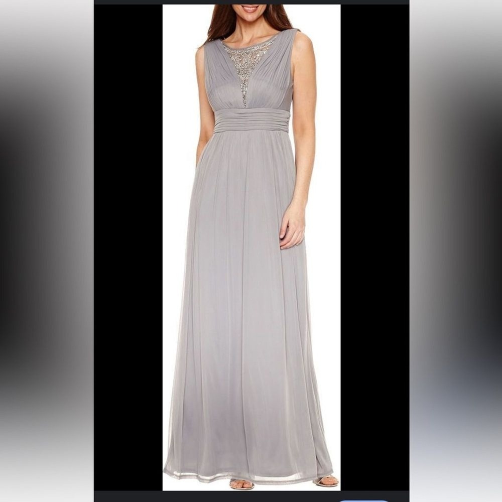 Melrose Bridal Sterling Silver Rhinestone Maxi Gown‎ Dress BMWJ1AP1 Size 4